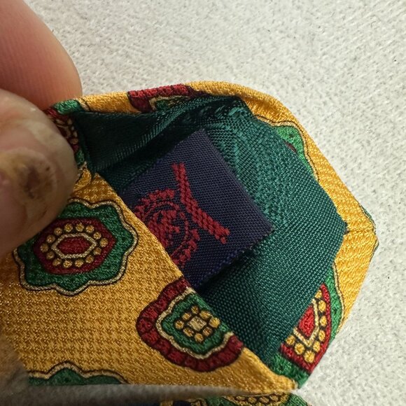 Tommy Hilfiger Silk Ties Blue & Yellow Geometric Patterns Made In Italy - Picture 2 of 5